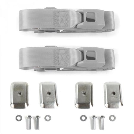 Standard 2 Point Gray & Grey Lap Bucket Seat Belt Kit with Bracketry for Chevy Truck 1935-1940 - 2 Belts