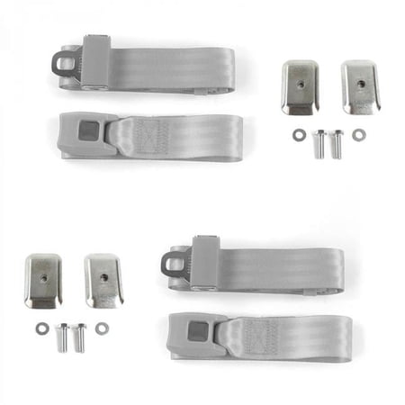 Standard 2 Point Gray & Grey Lap Bucket Seat Belt Kit with Bracketry for Ford Truck 1935-1941 - 2 Belts