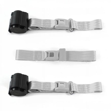 Standard 2 Point Gray & Grey Retractable Bench Seat Belt Kit for Buick Roadmaster 1954-1956 - 3 Belts