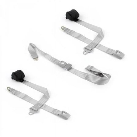 Standard 2 Point Gray & Grey Retractable Bench Seat Belt Kit for Early Cars 1933-1934 - 3 Belts