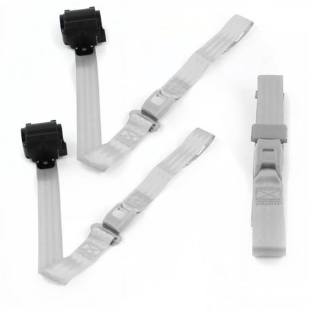 Standard 2 Point Gray & Grey Retractable Bench Seat Belt Kit for Ford Falcon 1966-1970 - 3 Belts