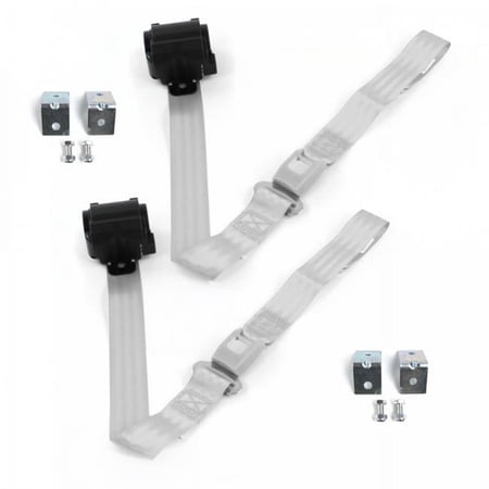 Standard 2 Point Gray & Grey Retractable Bucket Seat Belt Kit with Bracketry for Chevy Impala 1971-1976 - 2 Belts
