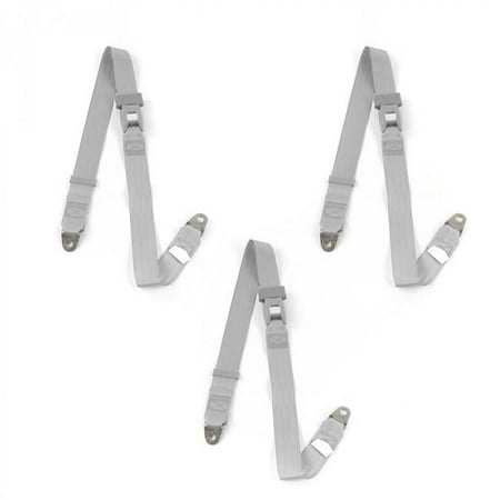 Standard 2 Point Gray Lap Bench Seat Belt Kit for VW Karmann GHIA - 3 Belts