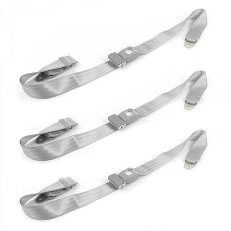Standard 2 Point Gray Lap Bench Seat Belt Kit with 3 Belts for 1961-1966 Ford Truck