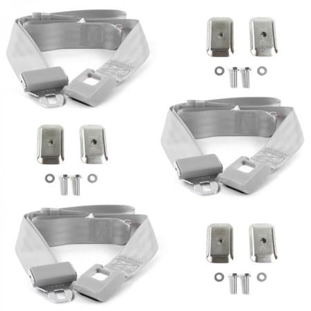 Standard 2 Point Gray Lap Bench Seat Belt Kit with Bracketry for 1933-1957 Nash Ambassador - 3 Belts