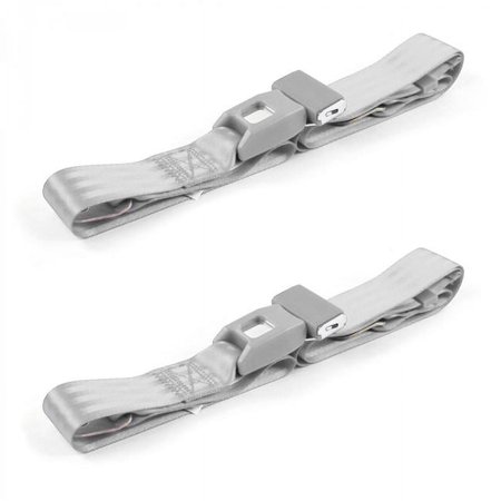 Standard 2 Point Gray Lap Bucket Seat Belt Kit with 2 Belts for 1966-1973 Jeep Commando
