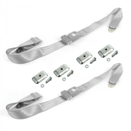 Standard 2 Point Gray Lap Bucket Seat Belt Kit with Bracketry for 1967-1974 AMC AMX - 2 Belts