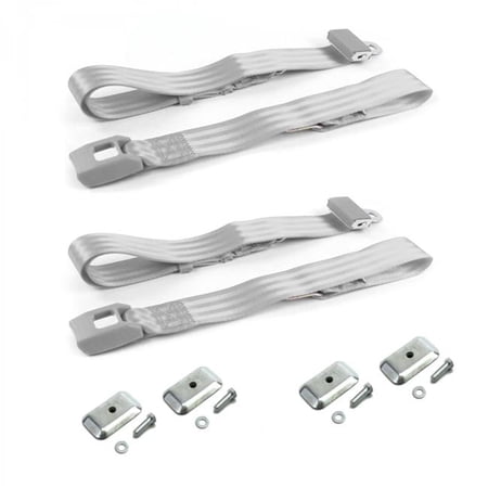 Standard 2 Point Gray Lap Bucket Seat Belt Kit with Bracketry for 1973-1991 Chevy FS Blazer - 2 Belts