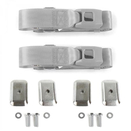 Standard 2 Point Gray Lap Bucket Seat Belt Kit with Bracketry for 1979-1987 AMC Eagle - 2 Belts
