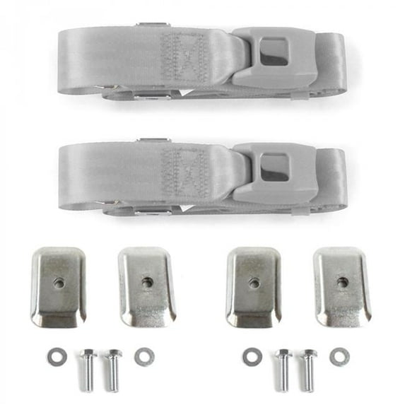 Standard 2 Point Gray Lap Bucket Seat Belt Kit with Bracketry for 1979-1987 AMC Eagle - 2 Belts