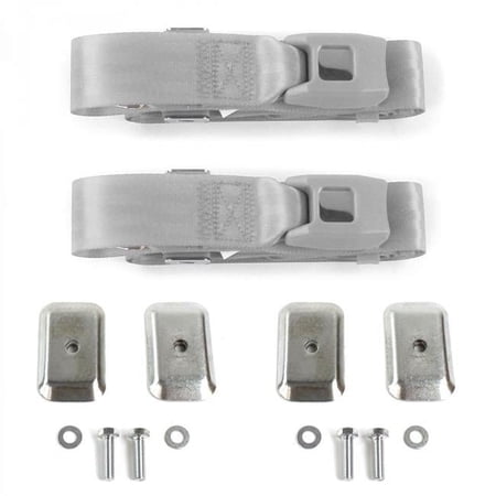 Standard 2 Point Gray Lap Bucket Seat Belt Kit with Bracketry for 1980-1982 Ford Thunderbird - 2 Belts