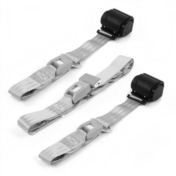 Standard 2 Point Gray Retractable Bench Seat Belt Kit with 3 Belts for 1929-1945 Desoto