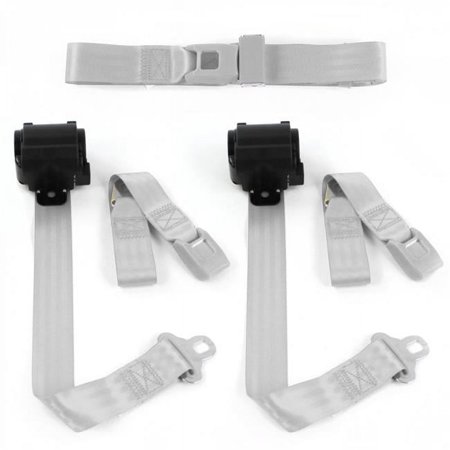 Standard 2 Point Gray Retractable Bench Seat Belt Kit with 3 Belts for 1953-1956 Ford Truck