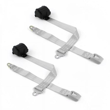Standard 2 Point Gray Retractable Bucket Seat Belt Kit with 2 Belts for 1932 Model B Ford