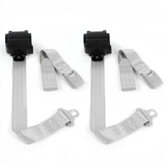 Standard 2 Point Gray Retractable Bucket Seat Belt Kit with 2 Belts for 1935-1940 Chevy Truck