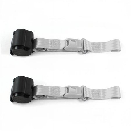 Standard 2 Point Gray Retractable Bucket Seat Belt Kit with 2 Belts for 1948-1967 Frazer Nash