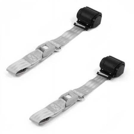 Standard 2 Point Gray Retractable Bucket Seat Belt Kit with 2 Belts for 1953-1957 VW Type 1 Oval