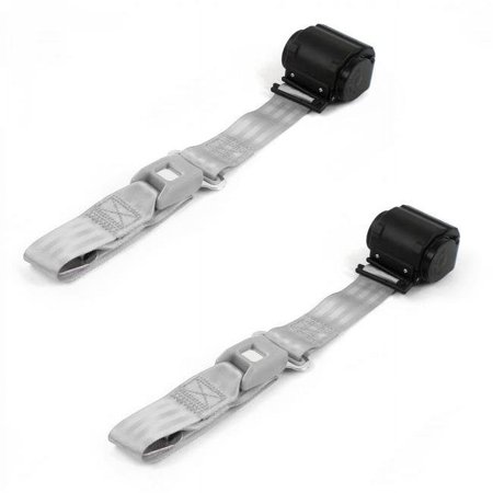 Standard 2 Point Gray Retractable Bucket Seat Belt Kit with 2 Belts for 1960-1962 Chevy Truck