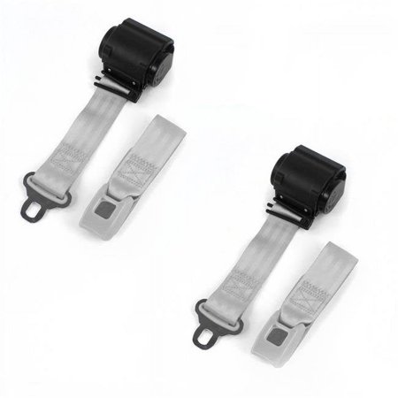 Standard 2 Point Gray Retractable Bucket Seat Belt Kit with 2 Belts for 1966-1973 Jeep Commando