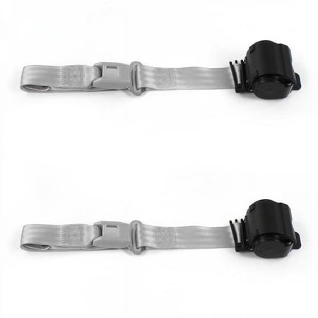Standard 2 Point Gray Retractable Bucket Seat Belt Kit with 2 Belts for 1971-1976 Chevy Impala