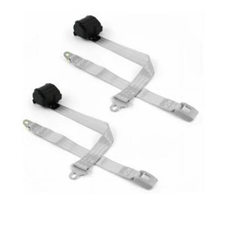 Standard 2 Point Gray Retractable Bucket Seat Belt Kit with Bracketry & 2 Belts for 1953-1961 Triumph TR2, 3