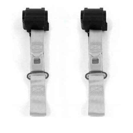 Standard 2 Point Gray Retractable Bucket Seat Belt Kit with Bracketry & 2 Belts for 1960-1961 Ford Fairlane