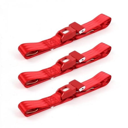 Standard 2 Point Red Lap Bench Seat Belt Kit for 1954-1956 Buick Roadmaster - 3 Belts