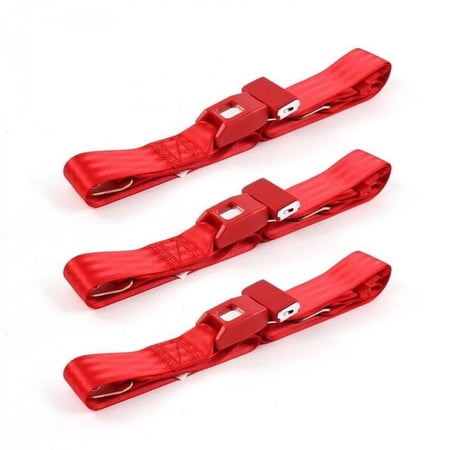 Standard 2 Point Red Lap Bench Seat Belt Kit for Chevy Truck 1955-1959 - 3 Belts