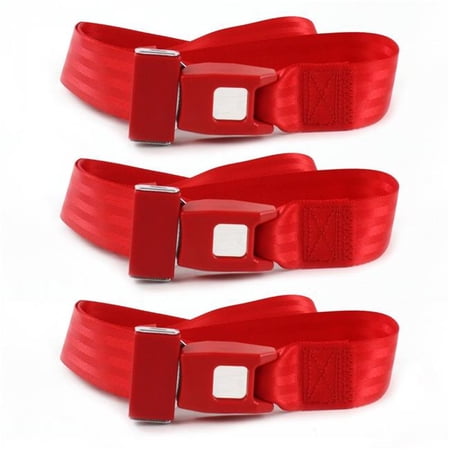 Standard 2 Point Red Lap Bench Seat Belt Kit for Ford Van 1975-1991 - 3 Belts