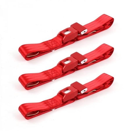 Standard 2 Point Red Lap Bench Seat Belt Kit for Frazer Nash 1948-1967 - 3 Belts