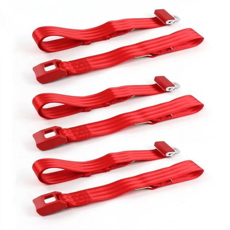 Standard 2 Point Red Lap Bench Seat Belt Kit with 3 Belts for 1957-1959 Ford