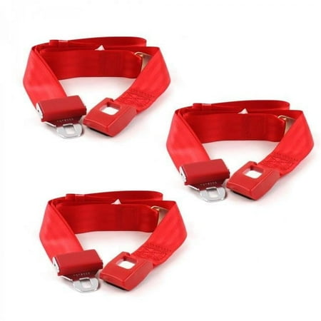 Standard 2 Point Red Lap Bench Seat Belt Kit with 3 Belts for 1966-1967 Chevy II