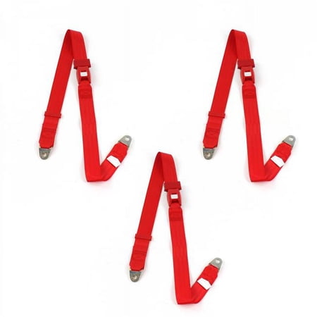 Standard 2 Point Red Lap Bench Seat Belt Kit with 3 Belts for 1966-1973 Jeep Commando
