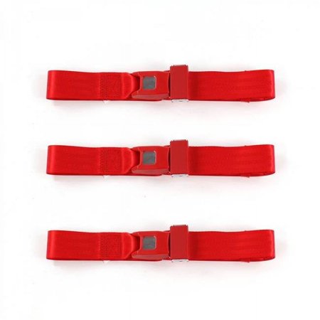 Standard 2 Point Red Lap Bench Seat Belt Kit with 3 Belts for 1970 Ford Fairlane