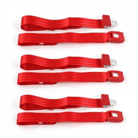 Standard 2 Point Red Lap Bench Seat Belt Kit with 3 Belts for 1982-1994 Chevy Cavalier