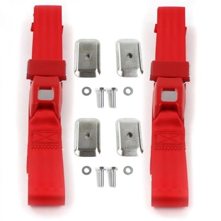 Standard 2 Point Red Lap Bucket Seat Belt Kit with Bracketry for Jeep Comanche 1985-1992 - 2 Belts