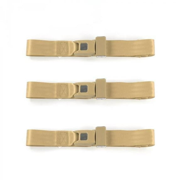 Standard 2 Point Tan Lap Bench Seat Belt Kit with 3 Belts for 1955-1956 Ford