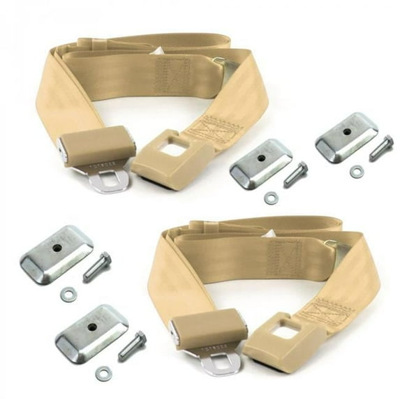 Standard 2 Point Tan Lap Bucket Seat Belt Kit with Bracketry for Camaro 1993-2002 - 2 Belts