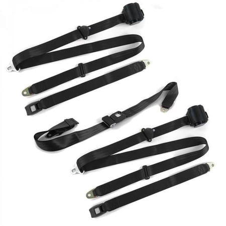 Standard 3 Point Black Retractable Bench Seat Belt Kit for 1949-1967 VW Type 2 Split - 3 Belts