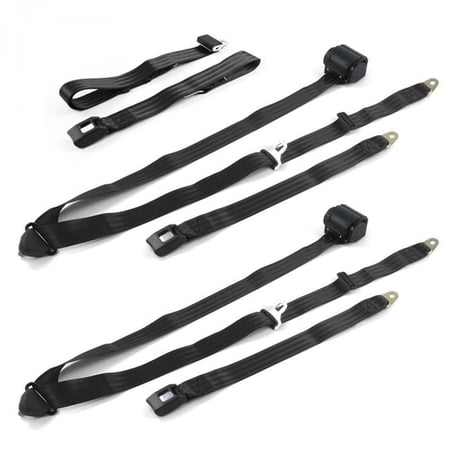 Standard 3 Point Black Retractable Bench Seat Belt Kit for 1953-1957 VW Type 1 Oval - 3 Belts