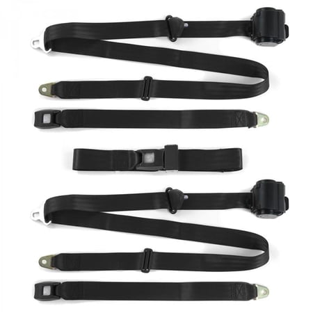 Standard 3 Point Black Retractable Bench Seat Belt Kit for Chevy S10 Blazer 1982-1994 - 3 Belts