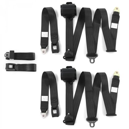 Standard 3 Point Black Retractable Bench Seat Belt Kit for Early Triumph 1946-1954 - 3 Belts
