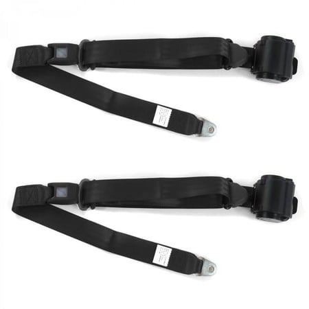 Standard 3 Point Black Retractable Bucket Seat Belt Kit for 1948-1952 Ford Truck - 2 Belts