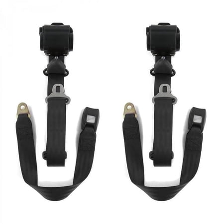 Standard 3 Point Black Retractable Bucket Seat Belt Kit for 1971-1976 Chevy Impala - 2 Belts