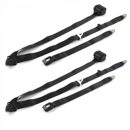 Standard 3 Point Black Retractable Bucket Seat Belt Kit for Chevy S10 Blazer 1982-1994 - 2 Belts