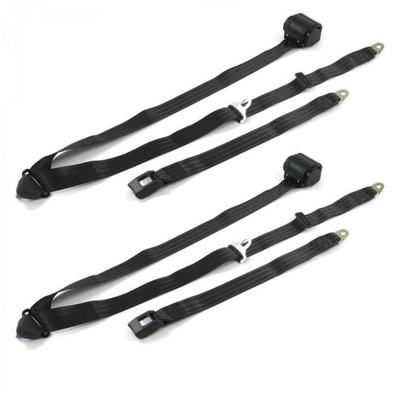 Standard 3 Point Black Retractable Bucket Seat Belt Kit for Chevy S10 Blazer 1982-1994 - 2 Belts