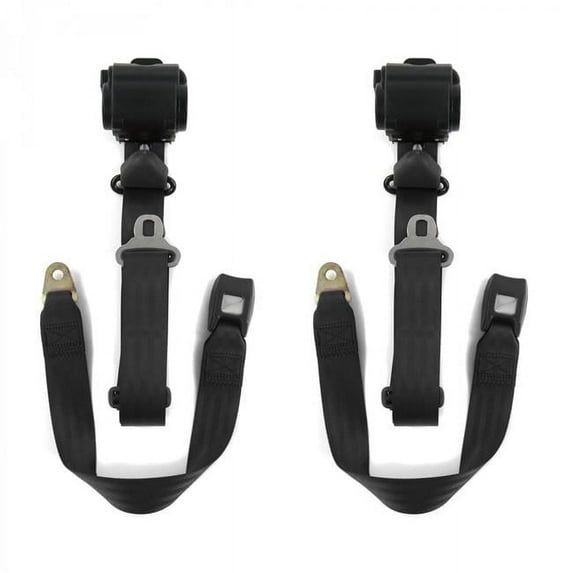 Standard 3 Point Black Retractable Bucket Seat Belt Kit for Jeep Gladiator 1962-1988 - 2 Belts