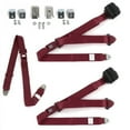 thumbnail image 1 of Standard 3 Point Burgundy Retractable Bench Seat Belt Kit with Bracketry for Jeep Wrangler 1987-1996 - 3 Belts, 1 of 1