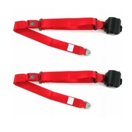 Standard 3 Point Burgundy Retractable Bucket Seat Belt Kit for 1948-1967 Frazer Nash - 2 Belts