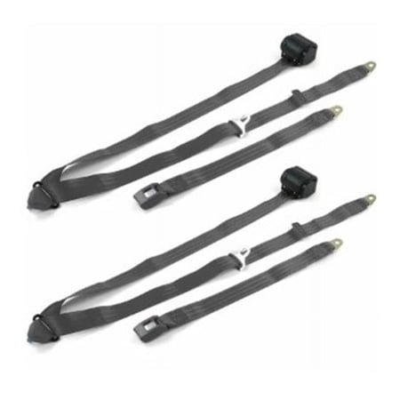 Standard 3 Point Burgundy Retractable Bucket Seat Belt Kit with Bracketry for 1933-1934 Early Cars - 2 Belts